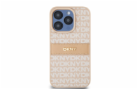 DKNY PU Leather Repeat Pattern Tonal Stripe Zadní Kryt pro iPhone 14 Pro Max Pink