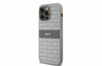 DKNY PU Leather Repeat Pattern Tonal Stripe Zadní Kryt pro iPhone 15 Pro Max Beige