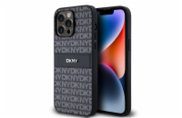 DKNY PU Leather Repeat Pattern Tonal Stripe Zadní Kryt pro iPhone 14 Pro Black