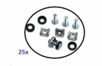 Montážní sada M6 do rozvaděčů - 25ks (100x šroubek + 100x matka + 100x podložka), délka šroubu 20mm