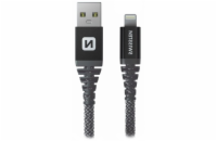 Swissten datový kabelkevlar usb / lightning 1,5 m antracit