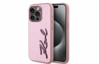 Karl Lagerfeld Wrinkled PU Signature Logo Zadní Kryt pro iPhone 15 Pro Pink Představujeme Karl Lagerfeld Wrinkled PU Signature Logo - prémiový kryt, který přináší dokonalou ochranu pro váš telefon a 