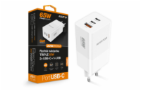 Aligator nabíječka PD65W, 2USB-C, 1xUSB-A, bílá