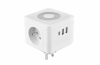 Viking síťový adaptér Y23L, 2x 230 V, 1x USB-A, 2x USB-C, dotykové světlo, bílá