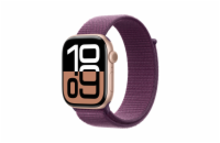 Apple Watch Series 10 GPS + Cellular 42mm Rose Gold Aluminium Case with Plum Sport Loop (MWXC3QC/A)