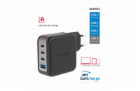 SWISSTEN SÍŤOVÝ ADAPTÉR GaN 3x USB-C 100W PD + 1x USB-A 18W QC ČERNÝ