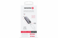 SWISSTEN NABÍJECÍ ADAPTÉR TEXTILE USB-C (samec) / LIGHTNING (samice) STŘÍBRNÝ