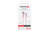 SWISSTEN DATOVÝ KABEL TEXTILE II USB / USB-C 1,5 M RŮŽOVÝ