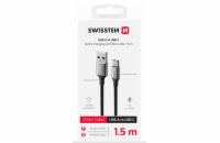 SWISSTEN DATOVÝ KABEL TEXTILE II USB / USB-C 1,5 M ČERNÝ