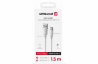 SWISSTEN DATOVÝ KABEL TEXTILE II USB / USB-C 1,5 M BÍLÝ