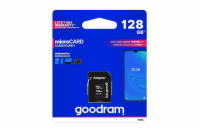 GOODRAM MICROSDXC KARTA 128GB M1AA + Adapter Micro SDXC 128GB / Rychlost čtení 100 MB/s / Rychlost zápisu 10 MB/s / Rychlostní rating: Class - 10, UHS - I, UHS Class - U1 / Adaptér SD/Micro SD / Čern