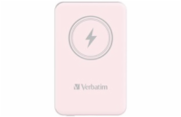 VERBATIM Powerbanka Charge  n  Go, Magnetická, 5000 mAh, USB-C, Růžová