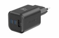 Swissten síťový adaptér gan 2x usb-c 65w pd + 1x usb-a 18w qc černý