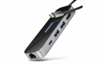 AXAGON HMC-6GLN, USB 5Gbps hub, 2x USB-A, USB-C, HDMI 4k/60Hz, RJ-45 GLAN, PD 100W, kabel USB-C 20cm