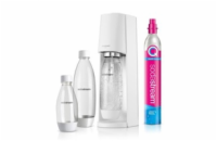 SodaStream Terra Megapack výrobník sody, mechanický, bombička s CO2, 3 láhve, bílá