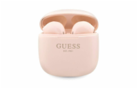 Guess True Wireless Stereo Earphones, růžová Guess True Wireless Classic bezdrátová sluchátka, vynikají skvělým zvukem, ergonomickým tvarem a dotykovým ovládáním