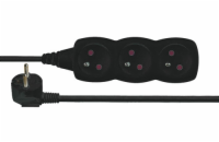 Prodlužovací kabel 1,5m / 3 zásuvky / černý / PVC / 1mm2