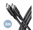 AXAGON BUCM-CM20AB, HQ kabel USB-C <-> USB-C, 2m, USB 2.0, PD 60W 3A, ALU, oplet, černý