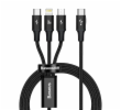 Baseus datový kabel USB-C Rapid Series 3v1 microUSB+Lightning+USB-C 1,5m PD 20W černý